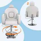 Fauteuil de barbier professionnel inclinable Garvee, chaise de salon de beauté pour barbier et domicile, fauteuil de salon pivotant à 30° pour coiffeur