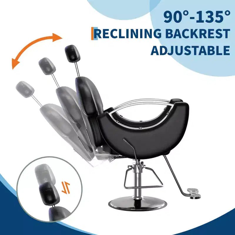 Fauteuil de barbier professionnel inclinable Garvee, chaise de salon de beauté pour barbier et domicile, fauteuil de salon pivotant à 30° pour coiffeur