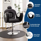 Fauteuil de barbier professionnel inclinable Garvee, chaise de salon de beauté pour barbier et domicile, fauteuil de salon pivotant à 30° pour coiffeur