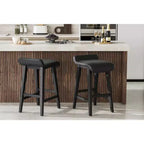 Lot de 2 tabourets de bar, 66,5 cm H, tabourets de cuisine modernes rembourrés avec dossier bas, repose-pieds, pieds en bois, design hauteur comptoir pour îlot de cuisine, salle à manger