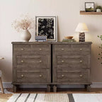 Commode Vintage à 4 Tiroirs avec Pieds Coniques, Commode en Bois Gris pour Chambre, Salon