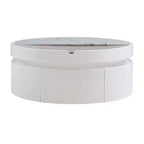 Table basse relevable Whisen Modern avec rangement et tiroir cachés, plateau en marbre et grain de bois - Blanc et Noyer