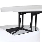 Table basse relevable Whisen Modern avec rangement et tiroir cachés, plateau en marbre et grain de bois - Blanc et Noyer