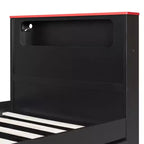 Lit de repos moderne en bois Luxystar avec bureau d'ordinateur, lit gigogne et tête de lit éclairée