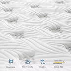 Matelas hybride en mousse à mémoire de forme Avenco de 10-12 pouces, rafraîchissant et de fermeté moyenne, certifié CertiPUR-US et OEKO-TEX