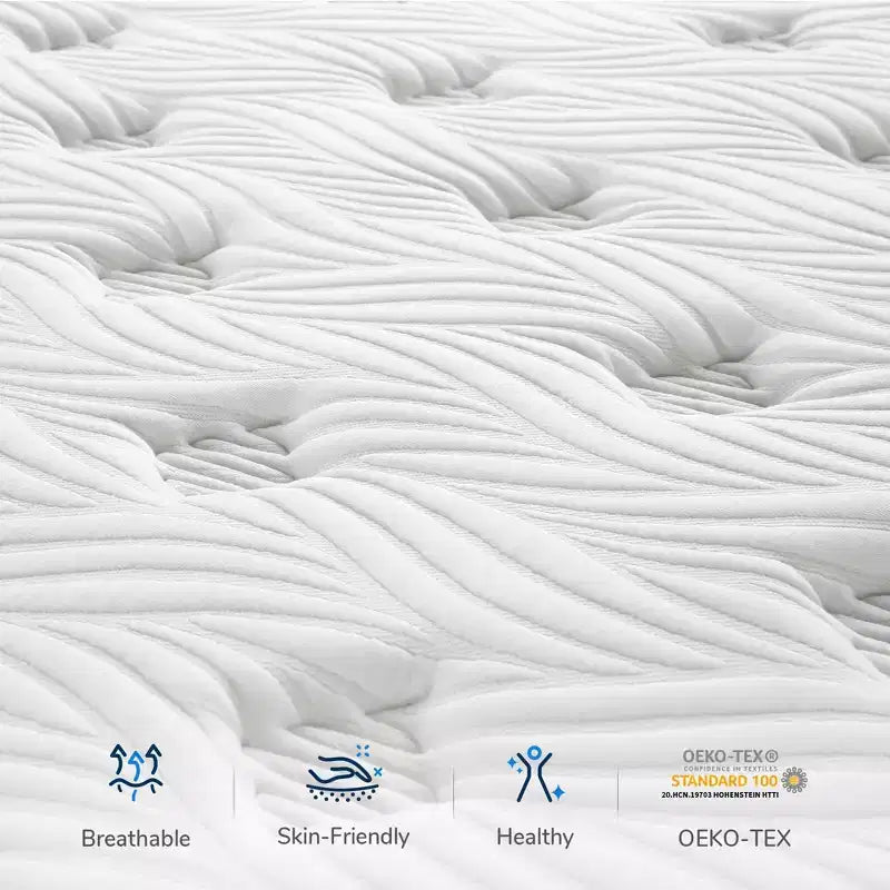 Matelas hybride en mousse à mémoire de forme Avenco de 10-12 pouces, rafraîchissant et de fermeté moyenne, certifié CertiPUR-US et OEKO-TEX