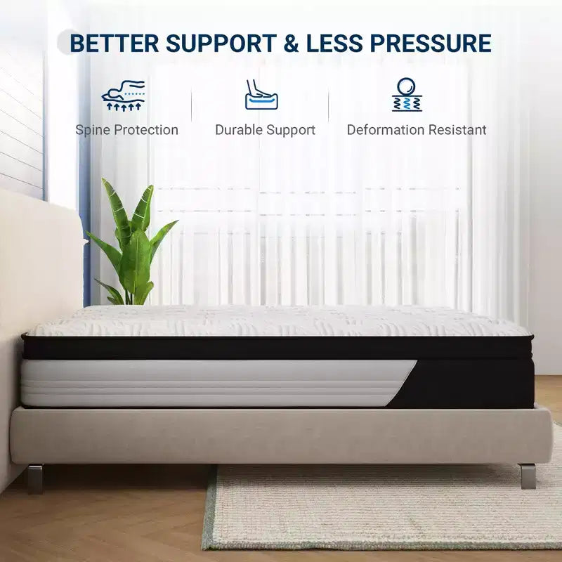 Matelas hybride en mousse à mémoire de forme Avenco de 10-12 pouces, rafraîchissant et de fermeté moyenne, certifié CertiPUR-US et OEKO-TEX