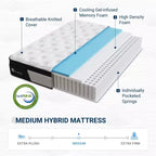 Matelas hybride en mousse à mémoire de forme Avenco de 10-12 pouces, rafraîchissant et de fermeté moyenne, certifié CertiPUR-US et OEKO-TEX