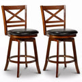 Costway 25 Swivel Counter Barstools Set of 2/4 with Backrest & Faux Leather Upholstered Seat