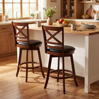 Lot de 2/4 tabourets de bar pivotants Costway 25 avec dossier et assise rembourrée en similicuir