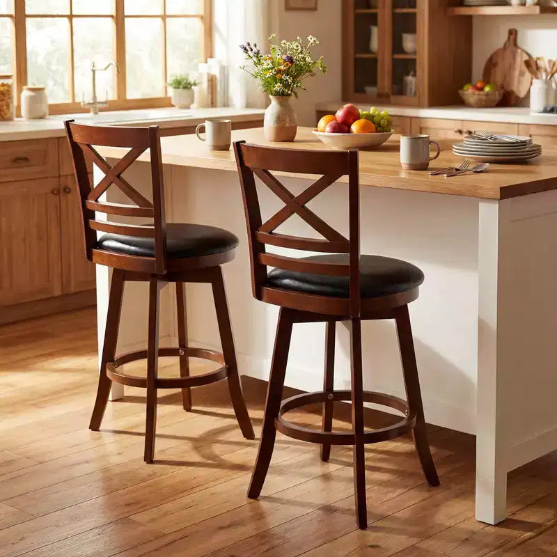 Lot de 2/4 tabourets de bar pivotants Costway 25 avec dossier et assise rembourrée en similicuir
