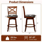 Lot de 2/4 tabourets de bar pivotants Costway 25 avec dossier et assise rembourrée en similicuir