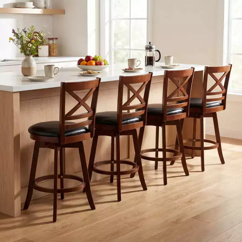 Lot de 2/4 tabourets de bar pivotants Costway 25 avec dossier et assise rembourrée en similicuir