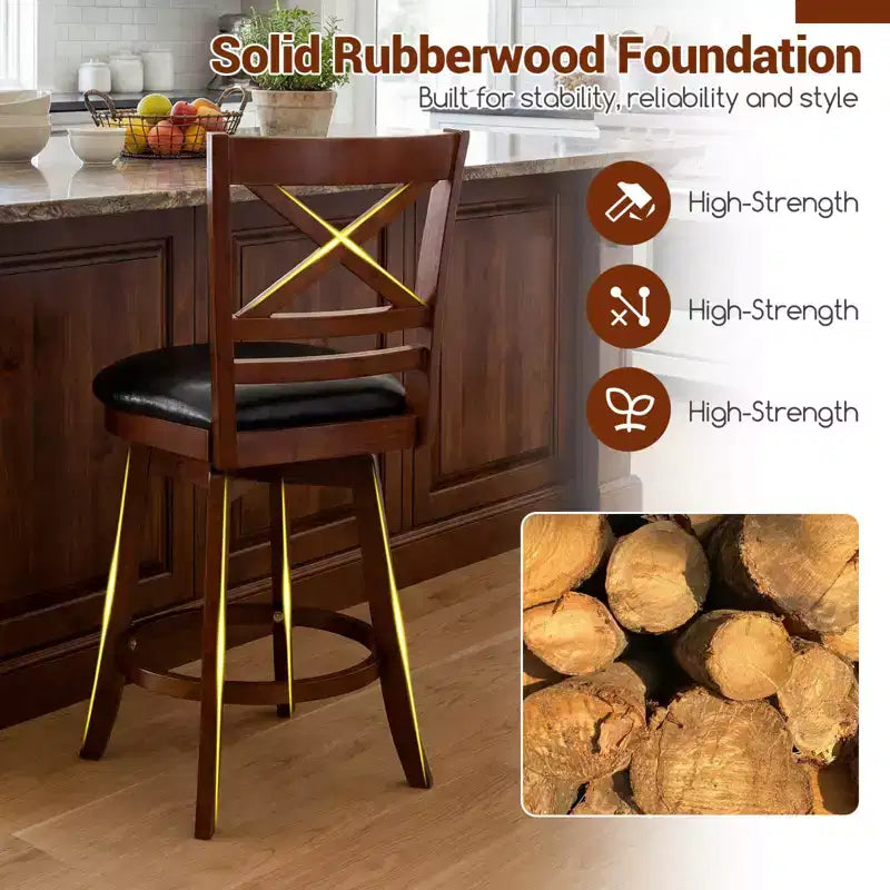 Lot de 2/4 tabourets de bar pivotants Costway 25 avec dossier et assise rembourrée en similicuir