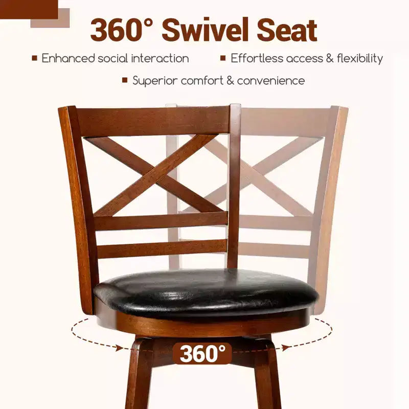 Lot de 2/4 tabourets de bar pivotants Costway 25 avec dossier et assise rembourrée en similicuir