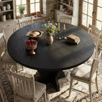 GustoWave 47-63 Table à manger ronde extensible pour 4-8 personnes, table de cuisine ovale style ferme, cadre en métal, peu encombrante