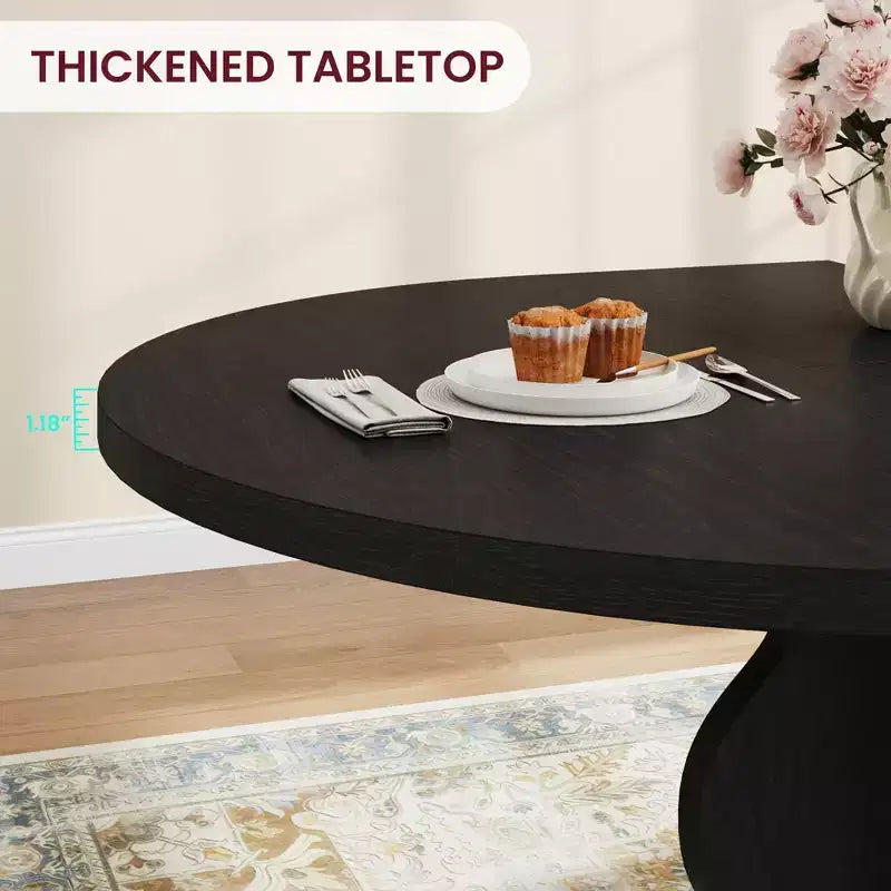 GustoWave 47-63 Table à manger ronde extensible pour 4-8 personnes, table de cuisine ovale style ferme, cadre en métal, peu encombrante