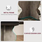 GustoWave 47-63 Table à manger ronde extensible pour 4-8 personnes, table de cuisine ovale style ferme, cadre en métal, peu encombrante