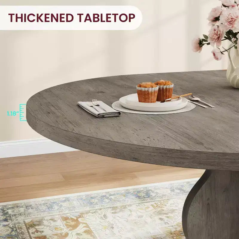 GustoWave 47-63 Table à manger ronde extensible pour 4-8 personnes, table de cuisine ovale style ferme, cadre en métal, peu encombrante