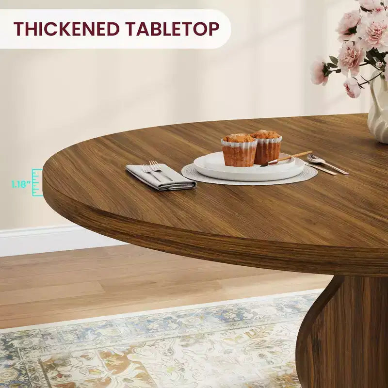 GustoWave 47-63 Table à manger ronde extensible pour 4-8 personnes, table de cuisine ovale style ferme, cadre en métal, peu encombrante