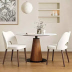 Chaises de salle à manger en bois, 6 pièces, Chaises de cuisine à dossier creux rembourrées en tissu avec patins réglables, pour cuisine et salle à manger, Blanc