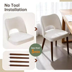 Chaises de salle à manger en bois, 6 pièces, Chaises de cuisine à dossier creux rembourrées en tissu avec patins réglables, pour cuisine et salle à manger, Blanc