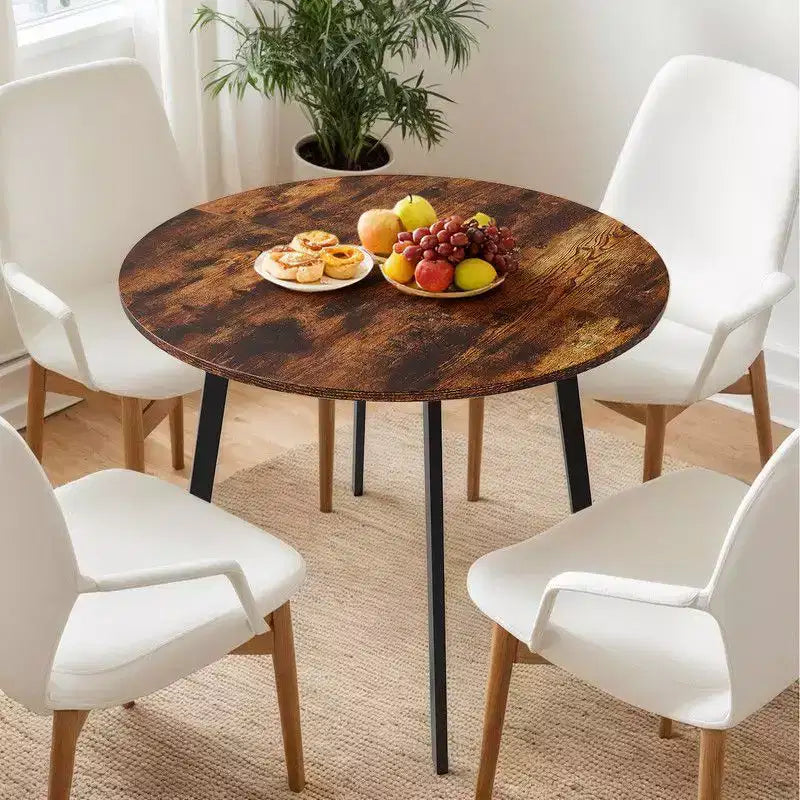Karl Home Table à manger ronde moderne de 36 po avec pieds en métal robustes pour cuisine de petit espace
