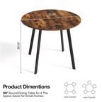 Karl Home Table à manger ronde moderne de 36 po avec pieds en métal robustes pour cuisine de petit espace