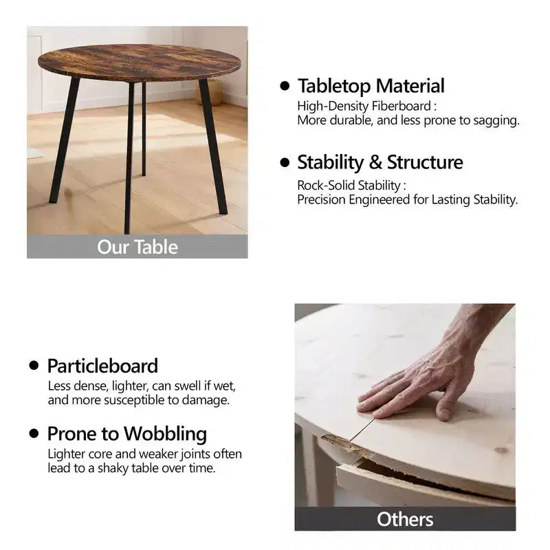 Karl Home Table à manger ronde moderne de 36 po avec pieds en métal robustes pour cuisine de petit espace