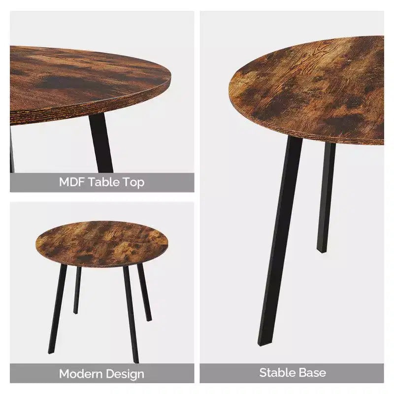 Karl Home Table à manger ronde moderne de 36 po avec pieds en métal robustes pour cuisine de petit espace