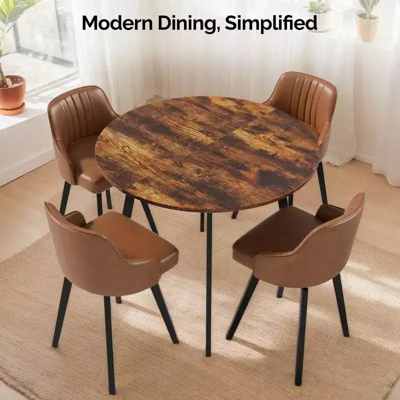 Karl Home Table à manger ronde moderne de 36 po avec pieds en métal robustes pour cuisine de petit espace