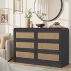 Commode à 6 tiroirs en rotin Acekool, commode moderne pour chambre à coucher, salon et couloir