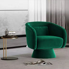 Fauteuil pivotant Mid-Century vert en tissu avec coussin lombaire