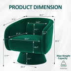 Fauteuil pivotant Mid-Century vert en tissu avec coussin lombaire