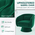 Fauteuil pivotant Mid-Century vert en tissu avec coussin lombaire
