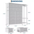 Portant à vêtements 16 tiroirs avec 2 étagères, organiseur de placard autoportant haut, portant à vêtements robuste pour le rangement et l'organisation de la chambre à coucher