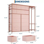 Portant à vêtements 16 tiroirs avec 2 étagères, organiseur de placard autoportant haut, portant à vêtements robuste pour le rangement et l'organisation de la chambre à coucher