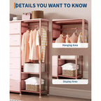 Portant à vêtements 16 tiroirs avec 2 étagères, organiseur de placard autoportant haut, portant à vêtements robuste pour le rangement et l'organisation de la chambre à coucher