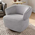 Swivel Barrel Chair with Solid Wood Frame, Round Upholstered Accent Armchair for Small Spaces