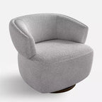 Fauteuil pivotant avec cadre en bois massif, fauteuil d'appoint rond rembourré pour petits espaces
