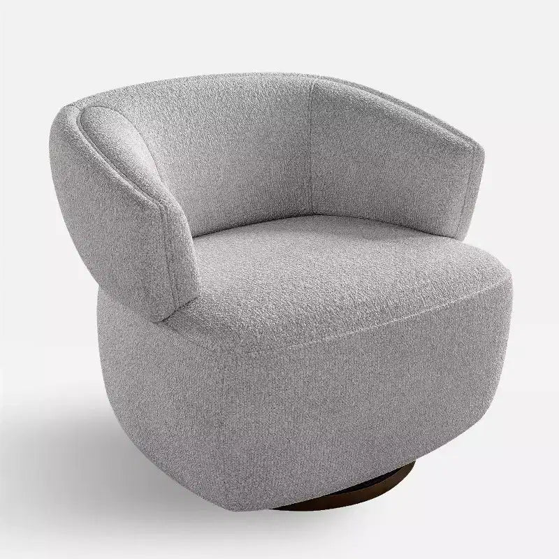 Fauteuil pivotant avec cadre en bois massif, fauteuil d'appoint rond rembourré pour petits espaces
