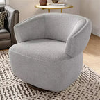 Fauteuil pivotant avec cadre en bois massif, fauteuil d'appoint rond rembourré pour petits espaces