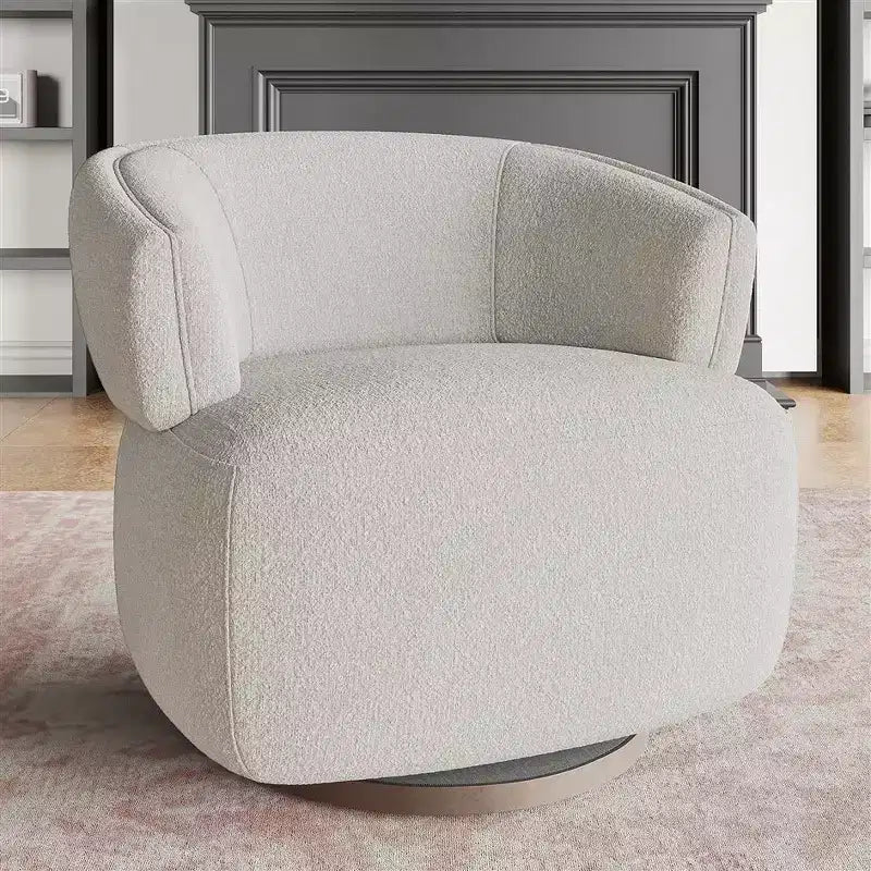 Fauteuil pivotant avec cadre en bois massif, fauteuil d'appoint rond rembourré pour petits espaces