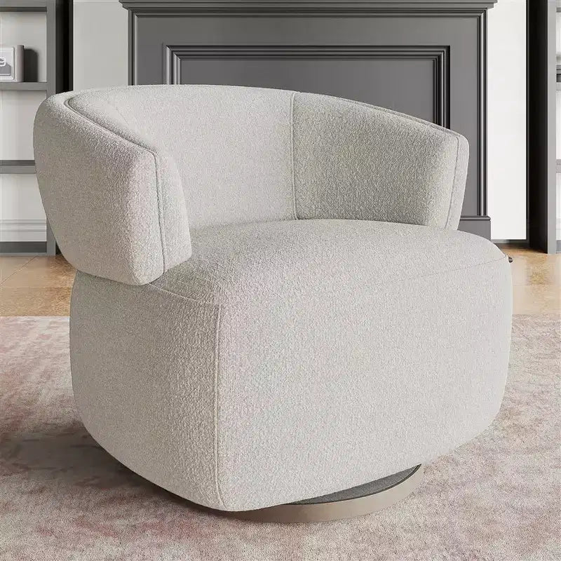Fauteuil pivotant avec cadre en bois massif, fauteuil d'appoint rond rembourré pour petits espaces