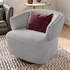 Fauteuil pivotant avec cadre en bois massif, fauteuil d'appoint rond rembourré pour petits espaces