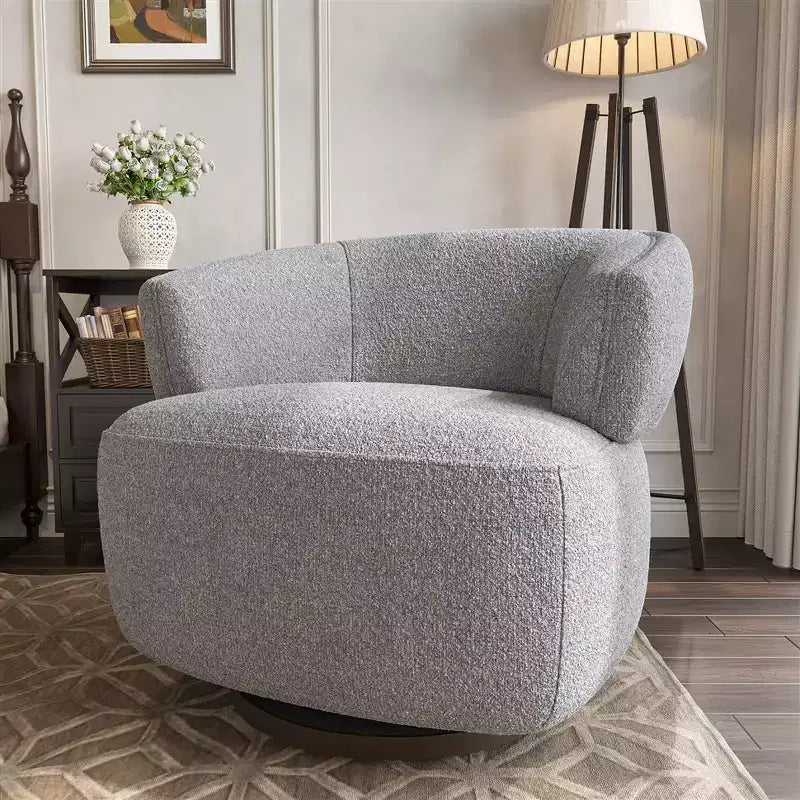 Fauteuil pivotant avec cadre en bois massif, fauteuil d'appoint rond rembourré pour petits espaces