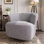 Fauteuil pivotant avec cadre en bois massif, fauteuil d'appoint rond rembourré pour petits espaces