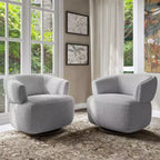 Fauteuil pivotant avec cadre en bois massif, fauteuil d'appoint rond rembourré pour petits espaces