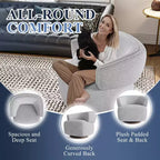 Fauteuil pivotant avec cadre en bois massif, fauteuil d'appoint rond rembourré pour petits espaces