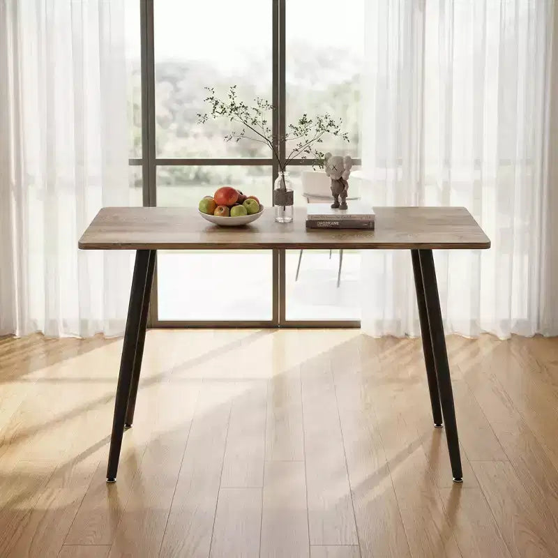FurnitureR Modern Rectangular Dining Table with MDF Wood Top and Metal Legs, Kitchen Dining Room Table for Home Apartment Dining Space